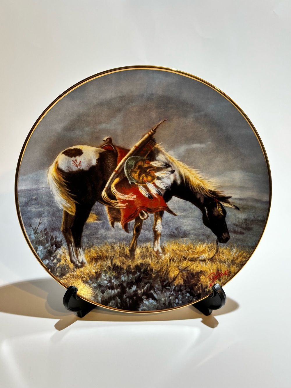 Vintage Gregory Perillo Nightshadow Sioux War Pony Plate